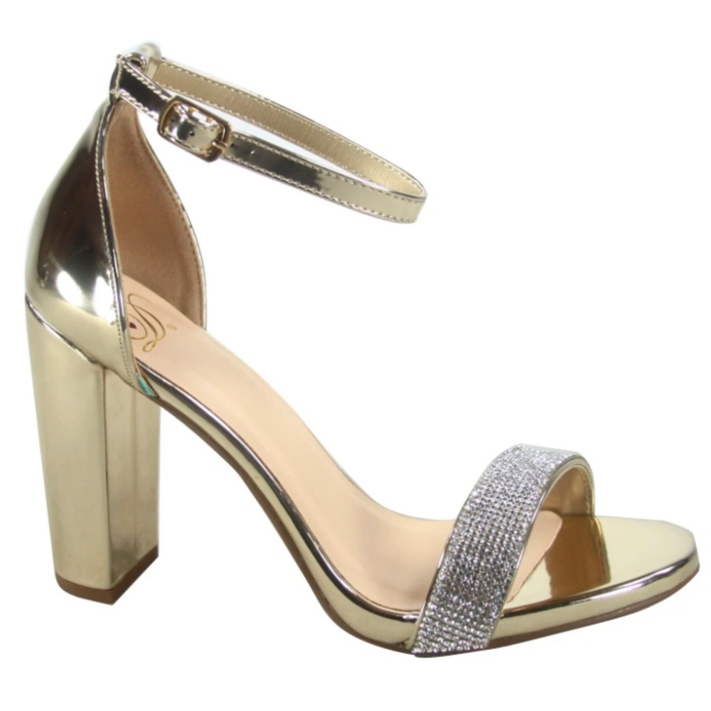 Golden metallic heels